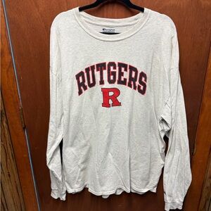 Champion Cream Crewneck with Blue Logo